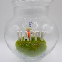 Image 2 of Vintage Work of Whimsy Happy gnome terrarium
