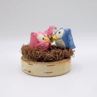 Vintage Work of Whimsy Owl pair in nest