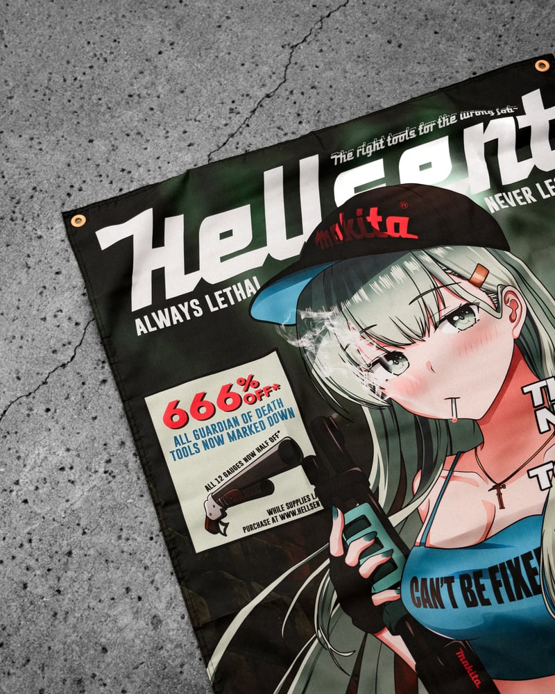 Image of Makita Blows Holes Flag