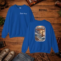 Image 3 of Psalm 93:4 Crewneck Sweatshirt — "Stronger Than the Storm" Christian Faith Pullover