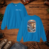 Image 5 of Psalm 93:4 Crewneck Sweatshirt — "Stronger Than the Storm" Christian Faith Pullover