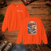 Image 6 of Psalm 93:4 Crewneck Sweatshirt — "Stronger Than the Storm" Christian Faith Pullover