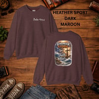 Image 9 of Psalm 93:4 Crewneck Sweatshirt — "Stronger Than the Storm" Christian Faith Pullover