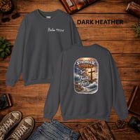 Image 10 of Psalm 93:4 Crewneck Sweatshirt — "Stronger Than the Storm" Christian Faith Pullover