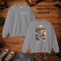 Image 11 of Psalm 93:4 Crewneck Sweatshirt — "Stronger Than the Storm" Christian Faith Pullover