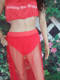 Image 5 of Women's red three piece see through swimsuit skirt size Medium one left.  