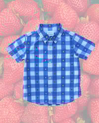 Image 1 of Hanna Andersson Plaid Polka Dot Short Sleeve Button Up-4T