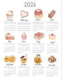 2026 PHYSICAL Watercolor Dessert Calendar