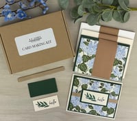 Image 1 of Blue Hydrangea Flower Card Making Kit for Adults to DIY 6 Floral Hello Greeting Cards