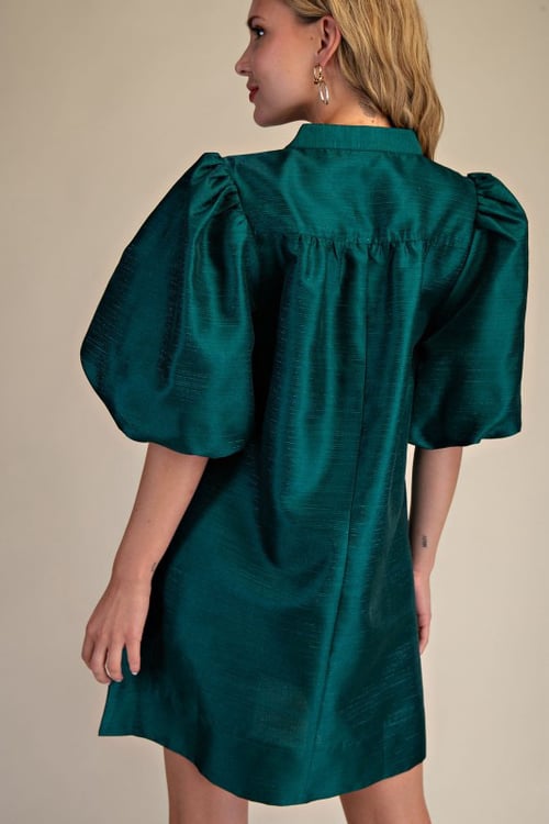 Image of Green Puff Sleeve Dress 