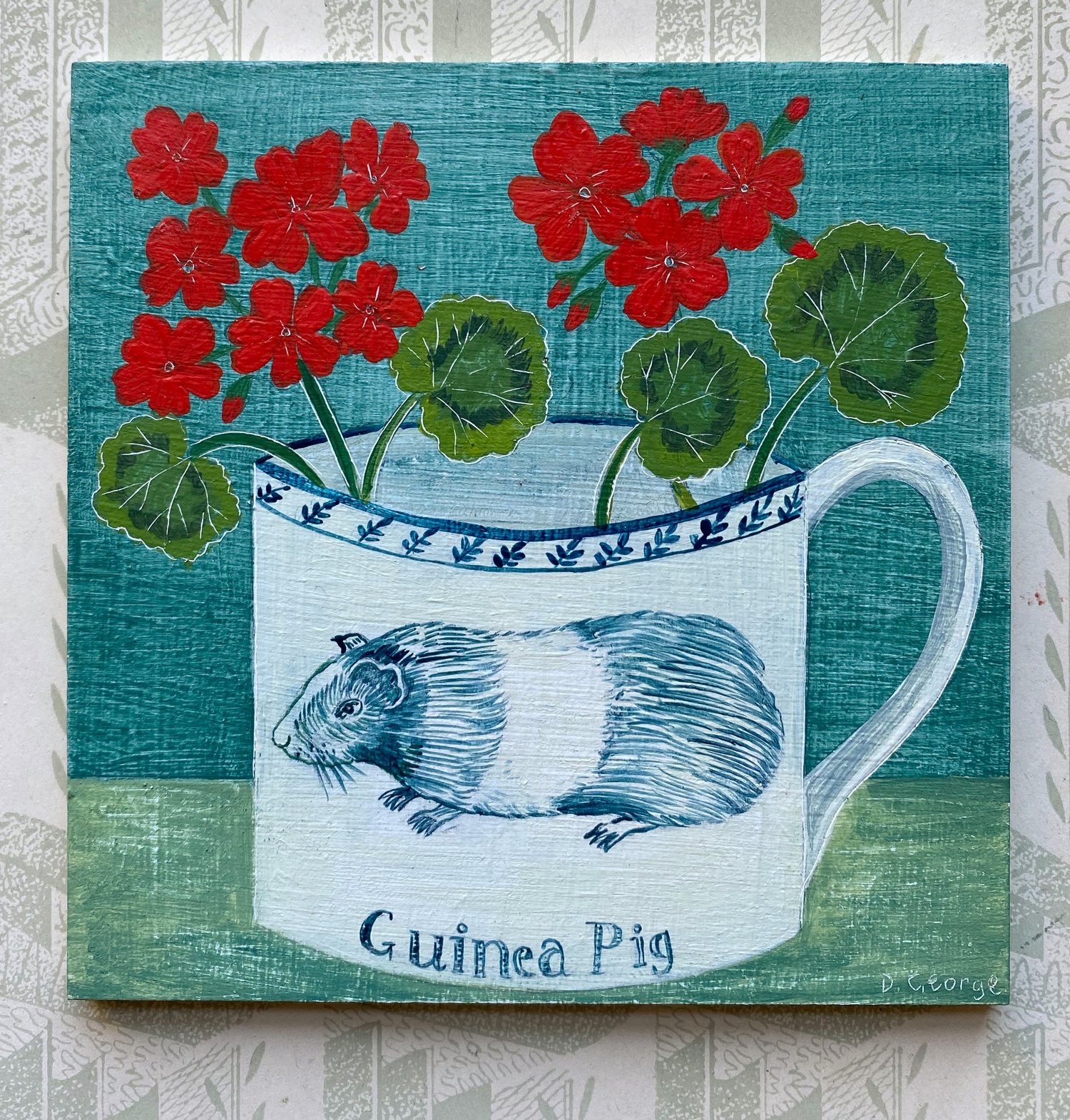 Image of Guinea pig cup and Geraniums