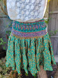 Image 7 of Boho Mini Skirt- Yellow  green m/L upto 16 uk