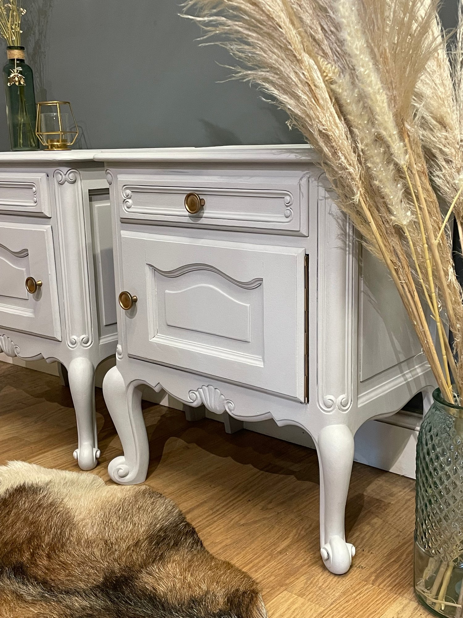 Image of French oak white bedside tables