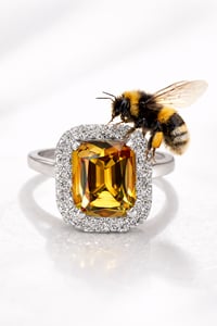 Image 1 of Yellow Chrome Tourmaline & Lab Diamond Halo Ring