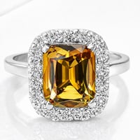 Image 2 of Yellow Chrome Tourmaline & Lab Diamond Halo Ring