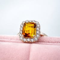 Image 3 of Yellow Chrome Tourmaline & Lab Diamond Halo Ring