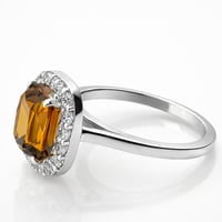 Image 4 of Yellow Chrome Tourmaline & Lab Diamond Halo Ring