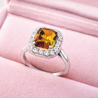 Image 5 of Yellow Chrome Tourmaline & Lab Diamond Halo Ring