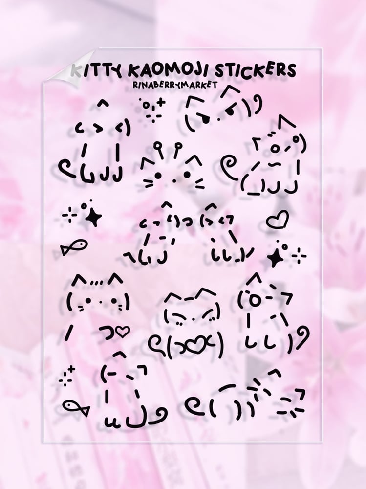 Image of kitty kaomoji transparent stickers