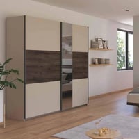 Image 1 of Bedroom Bundle (Gliderobe, Chest of Drawers, 2 x Bedsides) - Champagne & Dark Oak