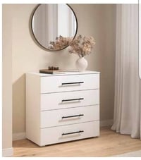 Image 2 of Bedroom Bundle (Hinged Robe, Chest of Drawers, 2 x Bedsides) - White