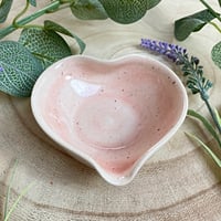 Image 3 of Heart Shaped Ceramic Trinket Dish - Pale Speckled Pink