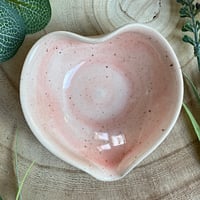 Image 1 of Heart Shaped Ceramic Trinket Dish - Pale Speckled Pink