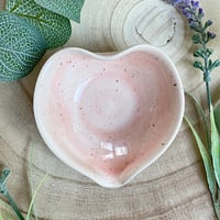 Image 4 of Heart Shaped Ceramic Trinket Dish - Pale Speckled Pink