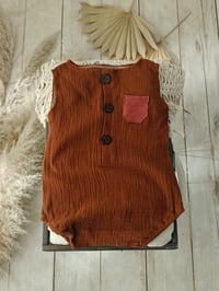 Image 1 of Photo prop | Baby Boy Bodysuit for Photoshoot | Kian | 12-18 months |rusty
