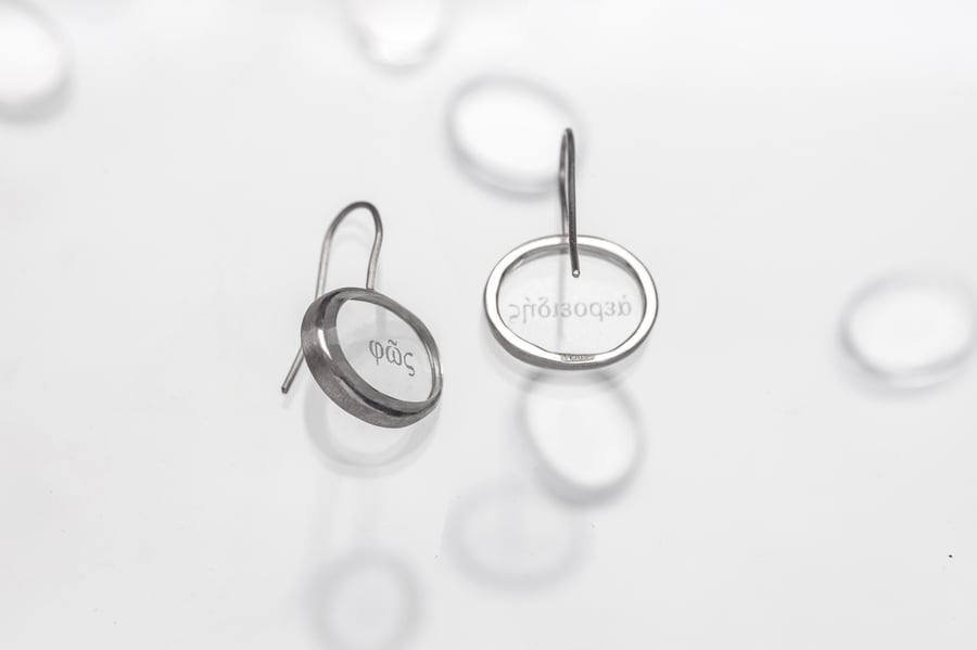 Image of "Light, ethereal, misty, hazy" silver earrings with topaz  · φῶς ἀεροειδής ·