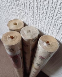 1980s Vintage Storey's Wallpaper Rolls - Floral Ditsy Mottled Neutral Geometric - (Set of 3+ Rolls) – detail view 11