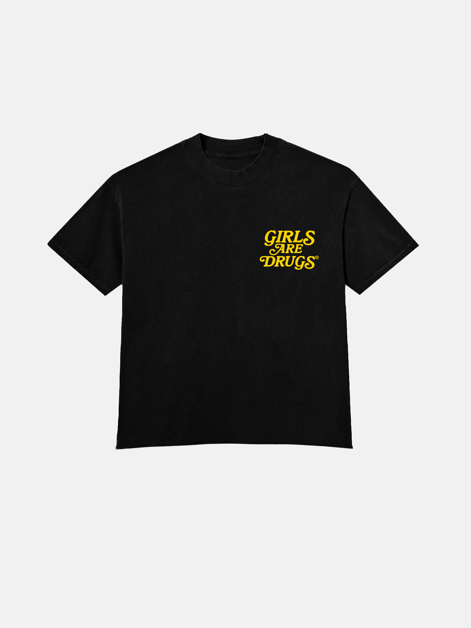 Image of GIRLS ARE DRUGS® TEE  - BLACK / TOUR YELLOW