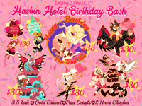 Image 1 of Hazbin Hotel Birthday Bash Pins (PRE-ORDER)
