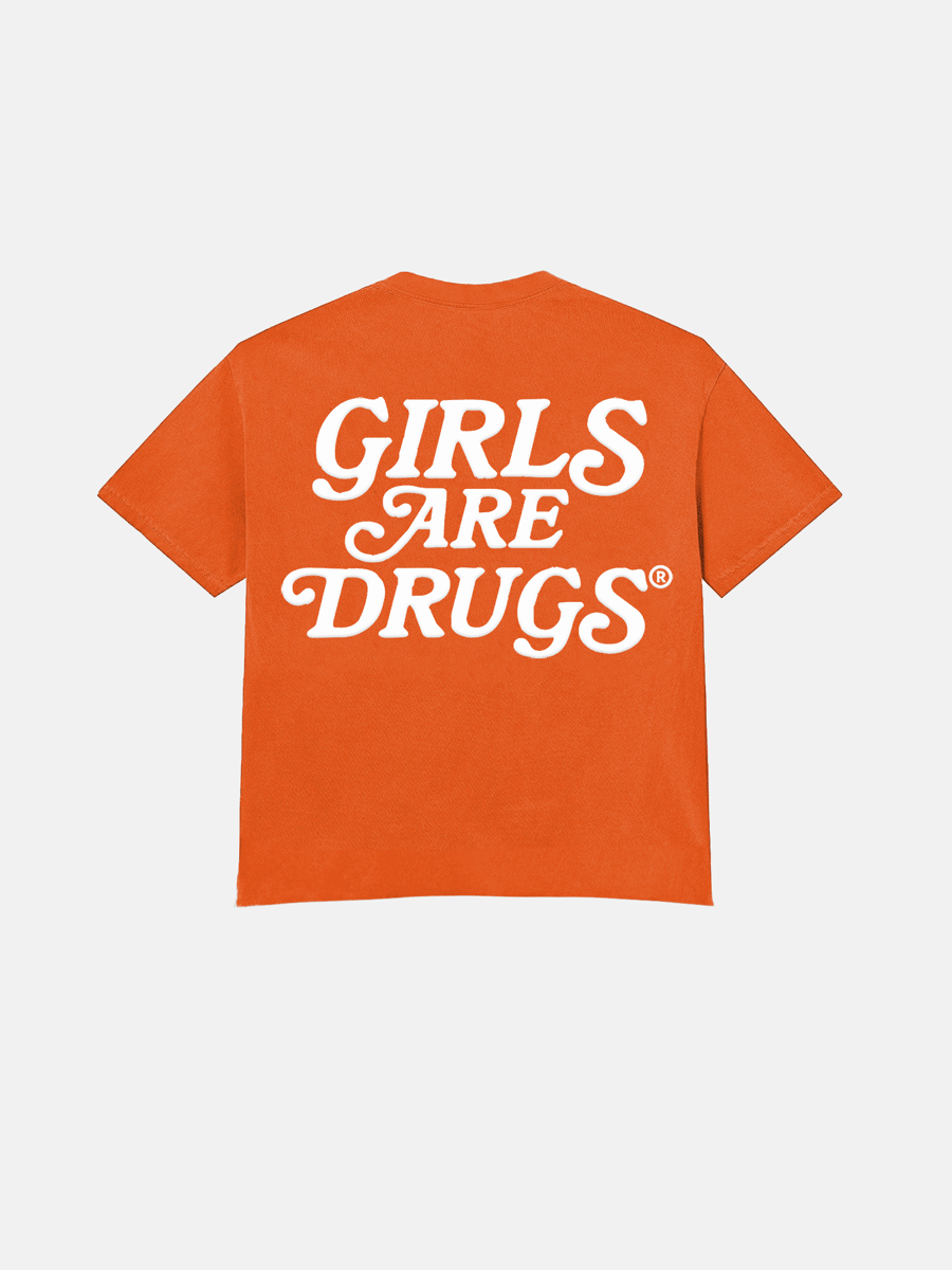Image of GIRLS ARE DRUGS® TEE  - ORANGE / WHITE