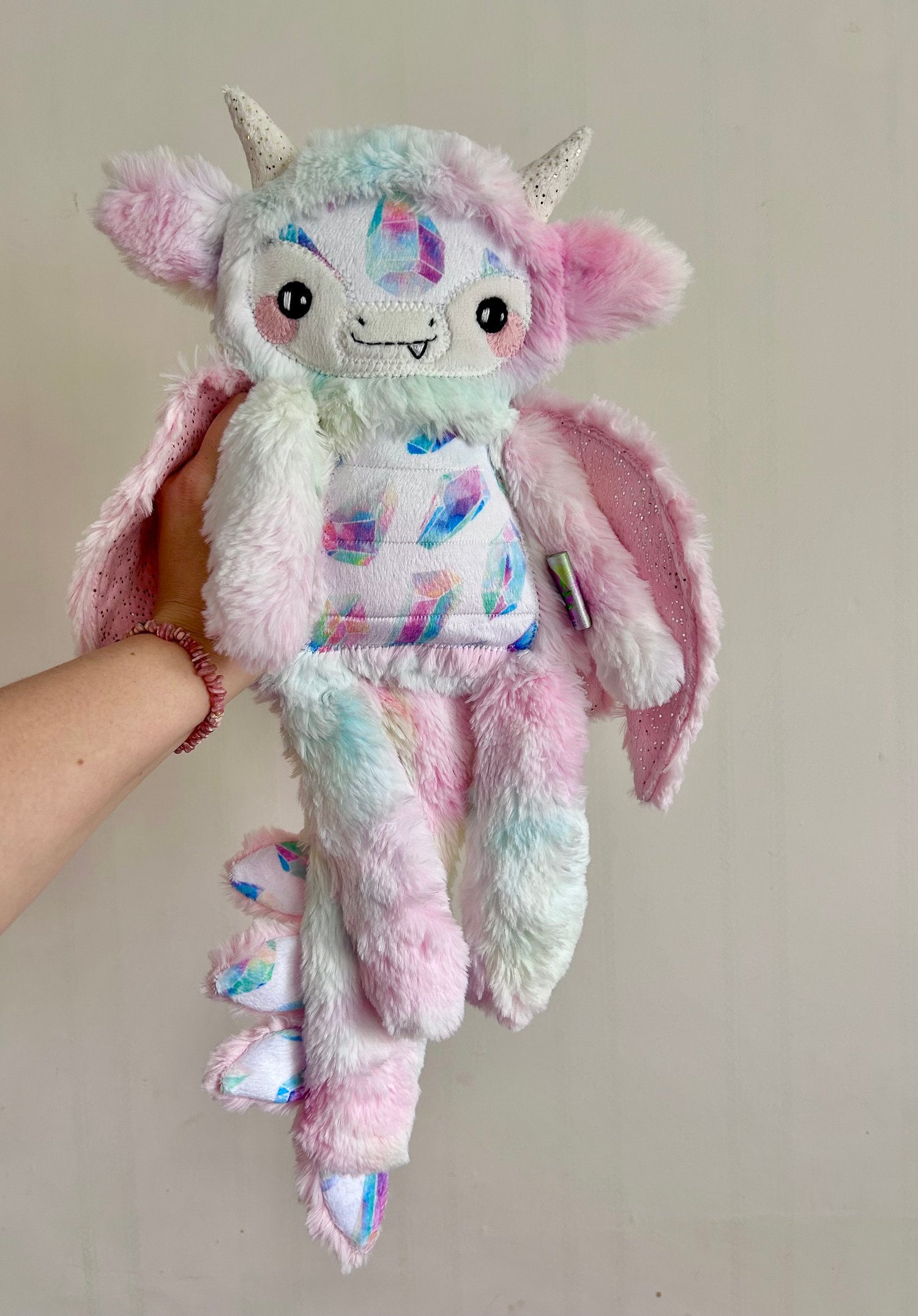 Image of OOAK Rose Quartz the Crystal Dragon (21 inches)