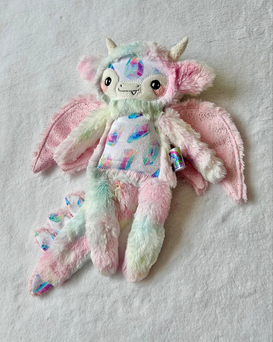 Image of OOAK Rose Quartz the Crystal Dragon (21 inches)