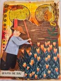 Image 1 of Antique ledger mixed media book, original artwork, reversible