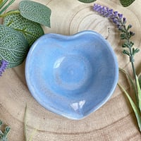 Image 5 of Heart Shaped Ceramic Trinket Dish, Light Blue