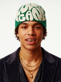 Image 3 of The "Evergreen" Jacquard Beanie | Forest Green & Cream