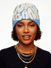 Image 2 of The "Alpha" Knit Beanie | Sky Blue & Cream