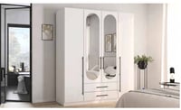 Image 3 of Bedroom Bundle (Hinged Robe, Chest of Drawers, 2 x Bedsides) - White