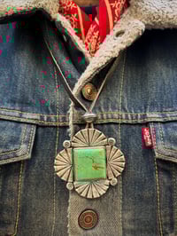 Image 1 of WL&A Handmade Royston Sunburst Medicine Pendant - Ingot & Silver Walking Liberty Half Dollars