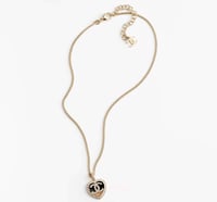 CHANEL Coco Mark Heart Rhinestone Necklace 