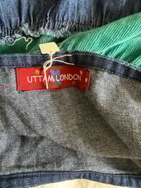 Image 3 of Vintage Y2K denim and cord contrast midi skirt with embroidered hem with beading 