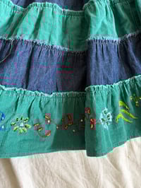 Image 4 of Vintage Y2K denim and cord contrast midi skirt with embroidered hem with beading 