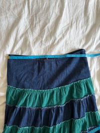 Image 5 of Vintage Y2K denim and cord contrast midi skirt with embroidered hem with beading 