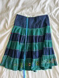 Image 6 of Vintage Y2K denim and cord contrast midi skirt with embroidered hem with beading 