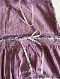 Image 4 of Vintage Y2K purple tiered maxi skirt with lace and ribbon