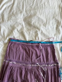 Image 5 of Vintage Y2K purple tiered maxi skirt with lace and ribbon