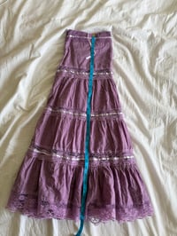 Image 6 of Vintage Y2K purple tiered maxi skirt with lace and ribbon